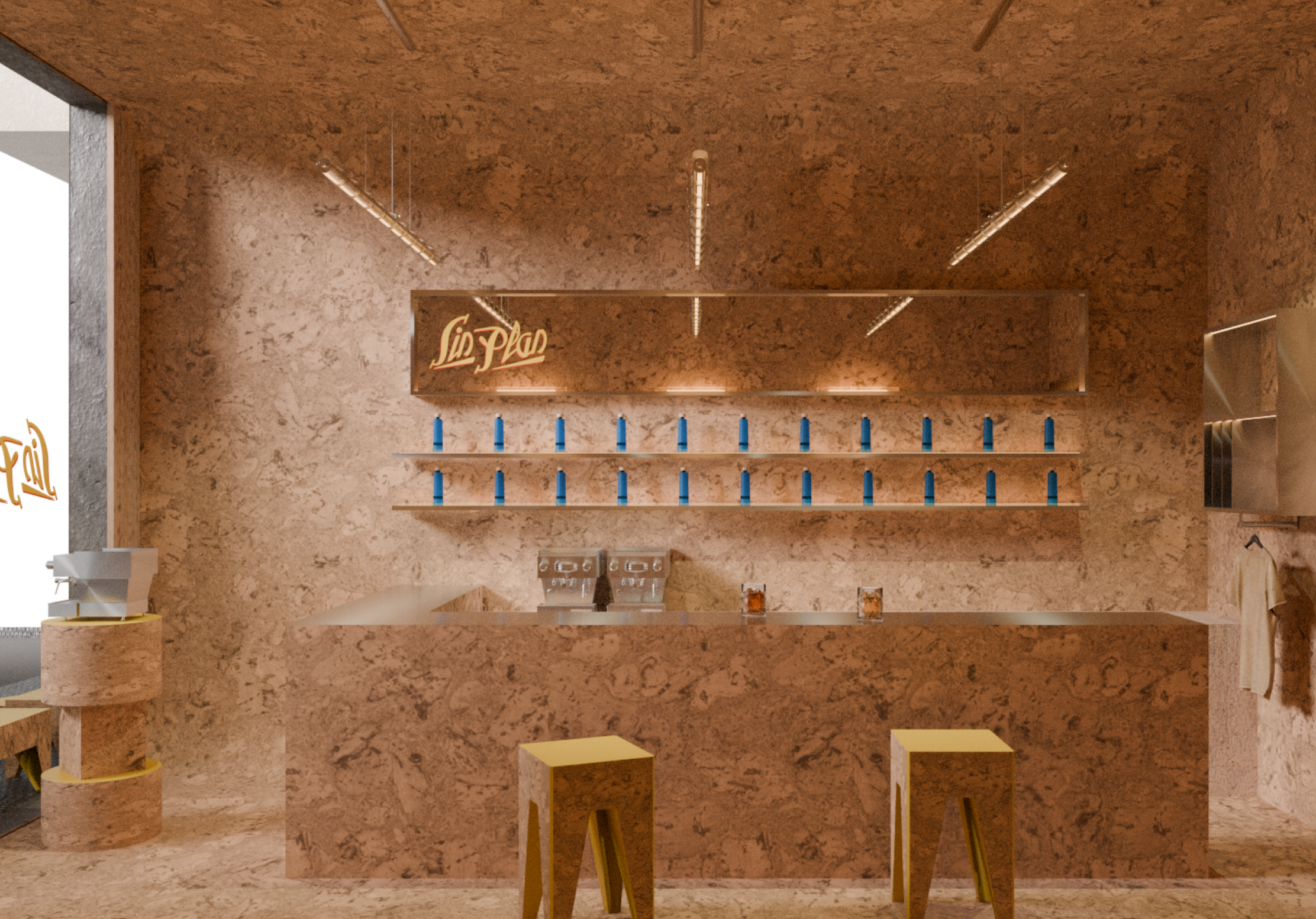 Cork Pure Floor & Wall by Wicanders shapes immersive bar at Fuori ...